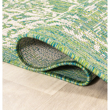 Tela Bohemian Textured Weave Floral Indoor/outdoor Runner Rug